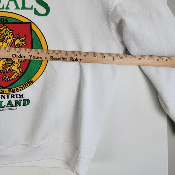 Vintage 80s O'Neal's Fine Ales Ireland Sweatshirt White Size L Made In USA - Picture 3 of 16